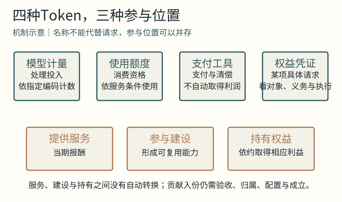 四种Token与三种经济位置：机制示意